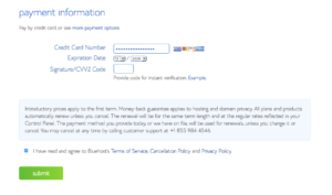 Screen shot of someone entering payment information.