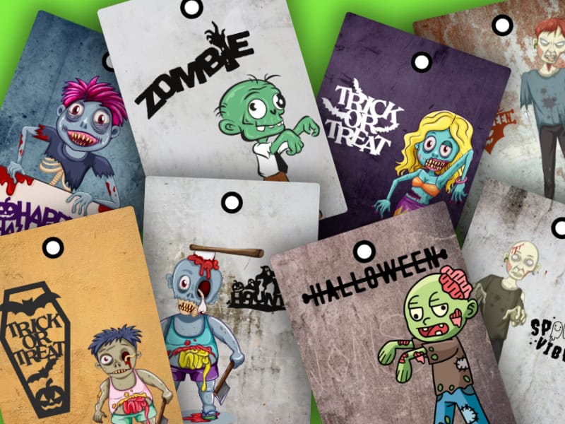 Free Zombie Halloween Gift Tags Printable