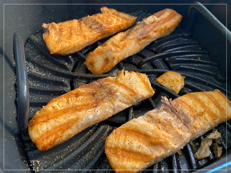 Ninja Foodi Grill Salmon Halfway Cooked