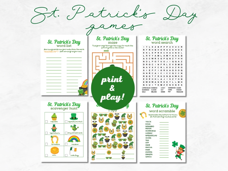 Printable St Patricks day games 