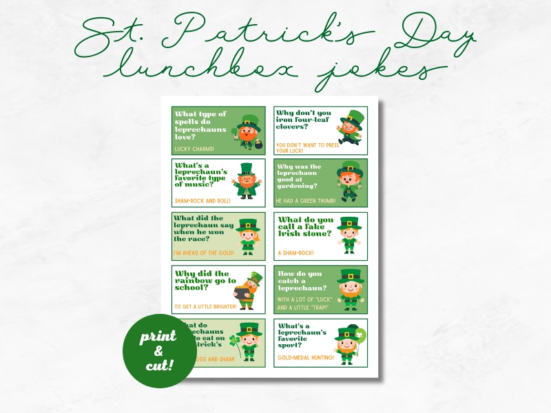 Printable St Patrick's Day Lunch box jokes 